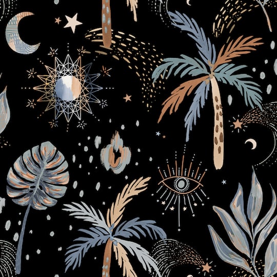 RoomMates Black Nuit Tropicale Peel & Stick Wallpaper